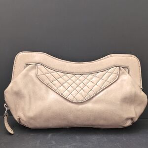 Olivia Harris Women's Tan Quilted Vegan Leather Clutch/Purse.